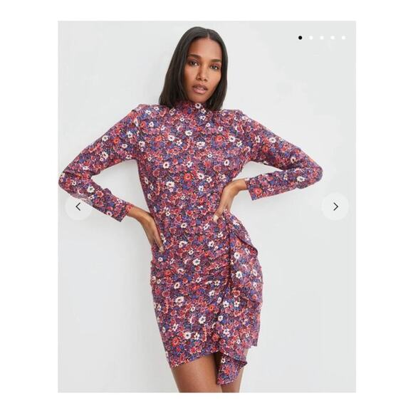 Veronica Beard Dresses & Skirts - Veronica Beard Luella Dress Floral Silk 8 Ruffle Ruched Long Sleeve Lined